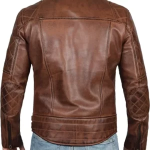 Alternative view of Men’s Brown Biker Leather Jacket