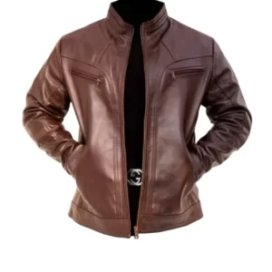 Cafe Racer Brown Leather Jacket