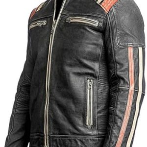 Alternative view of Tough Genuine Leather Motorcycle Jacket with Vintage Style