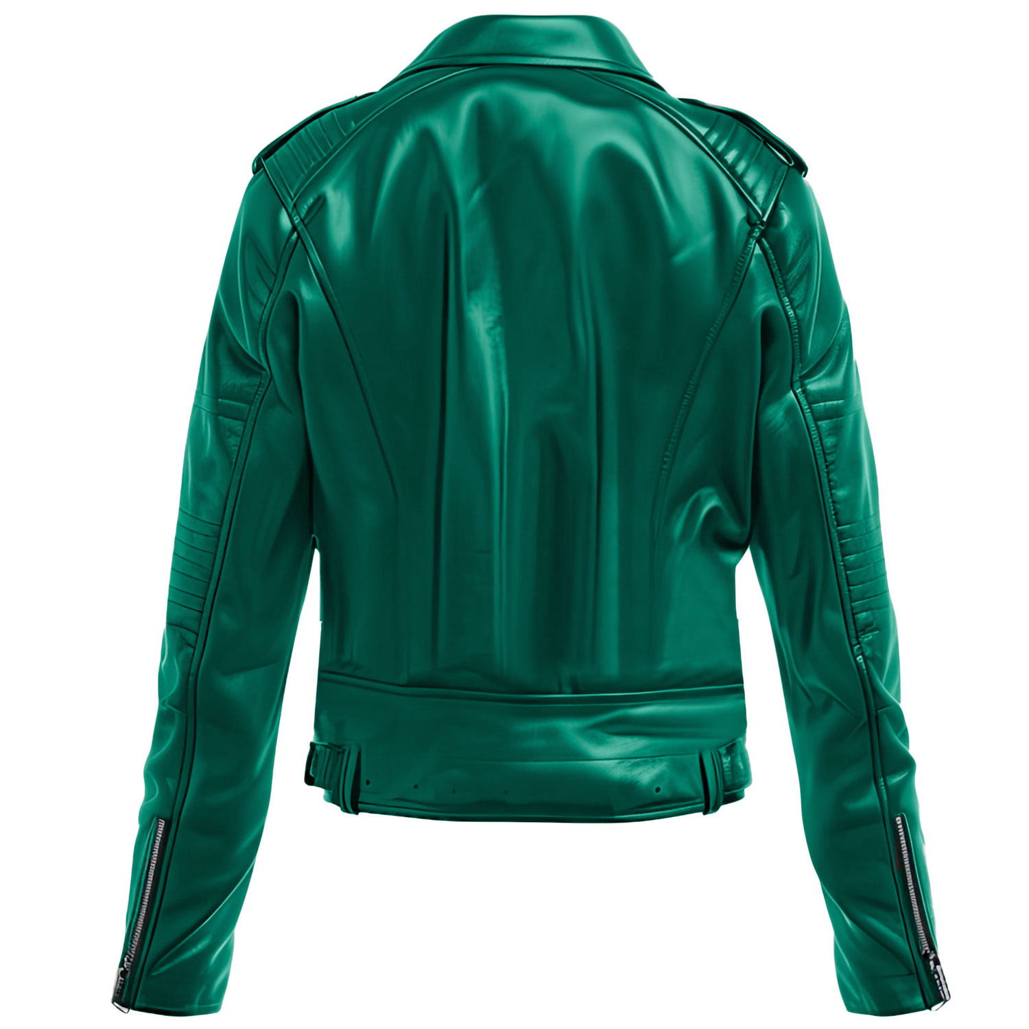 Women’s Sheepskin Pilot Leather Jacket – Sea Green - Image 2