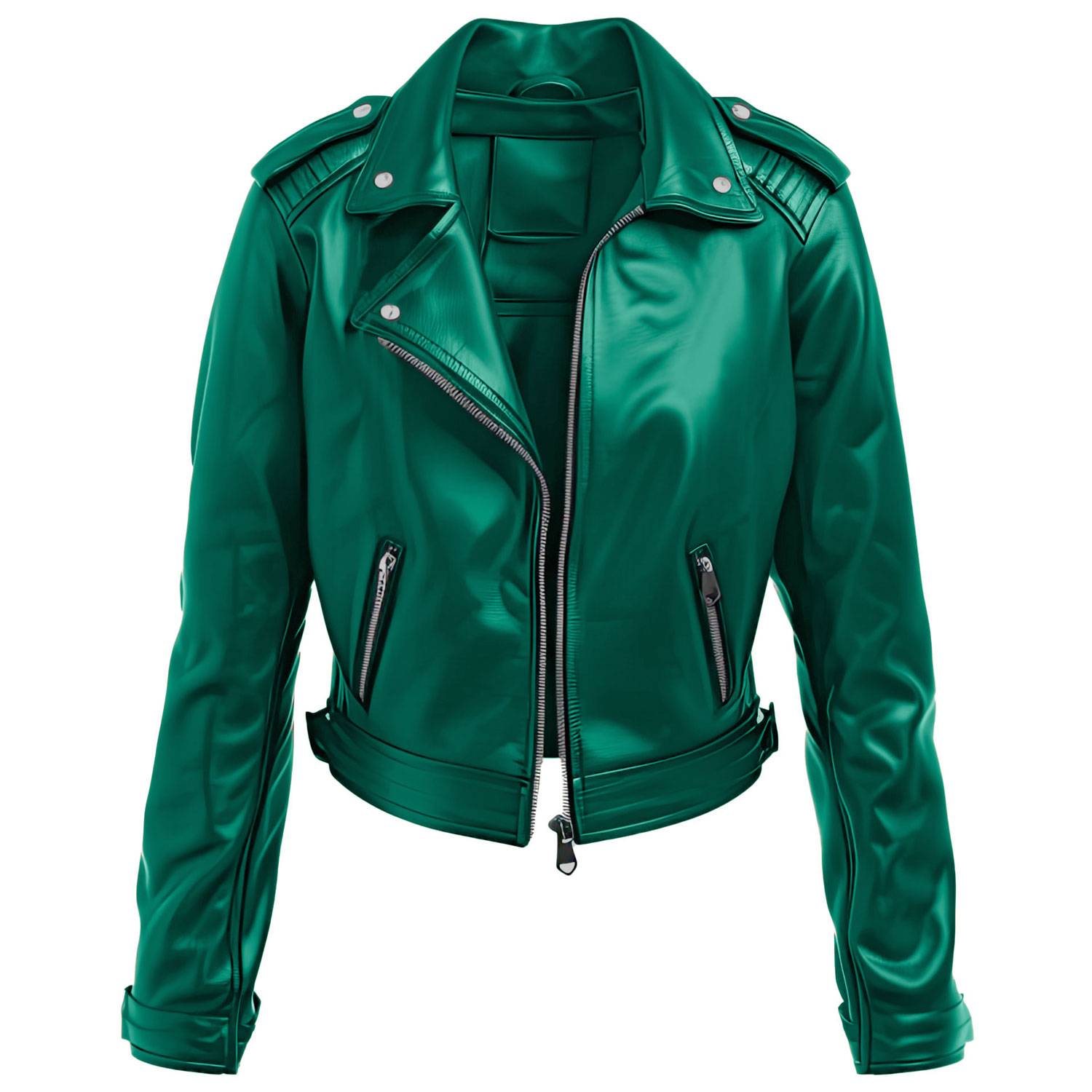 Women’s Sheepskin Pilot Leather Jacket – Sea Green