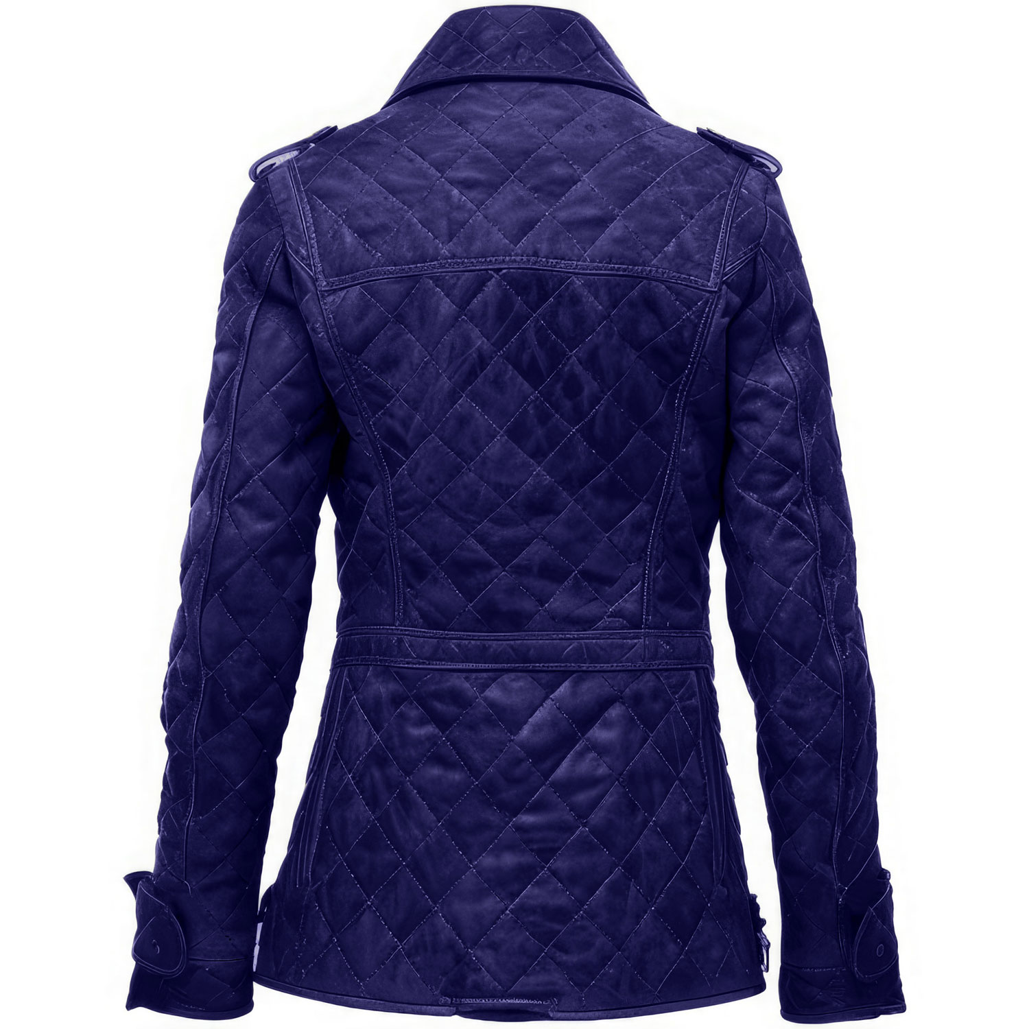 Women’s Royal Blue Suede Outerwear – Slim-Fit Pea Coat - Image 2