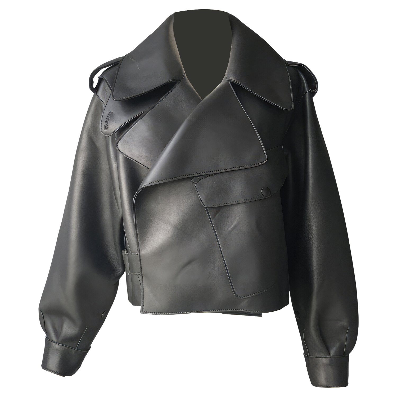 Shadow Luxe Lapel-Crossover High-Street Rider Jacket
