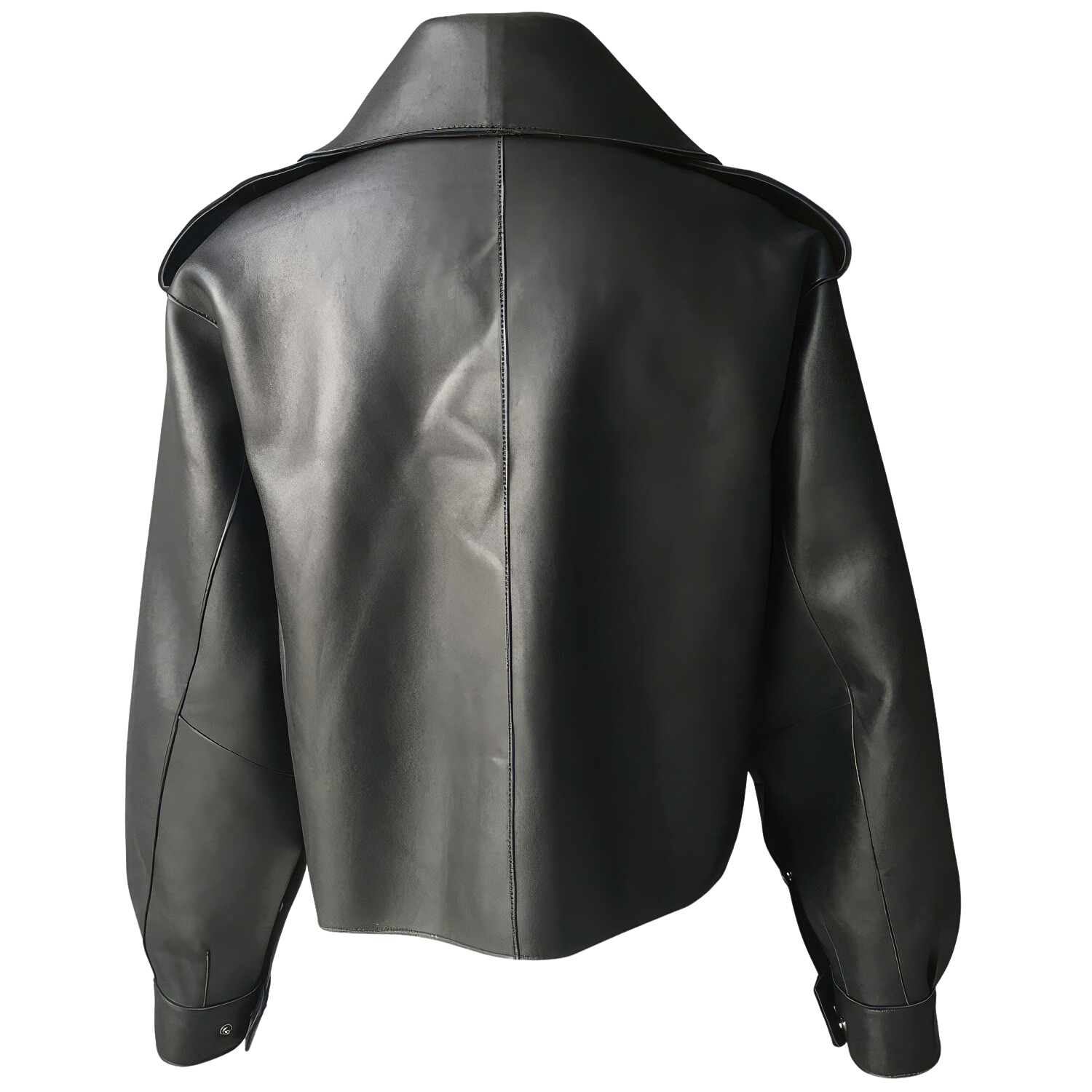 Shadow Luxe Lapel-Crossover High-Street Rider Jacket - Image 2