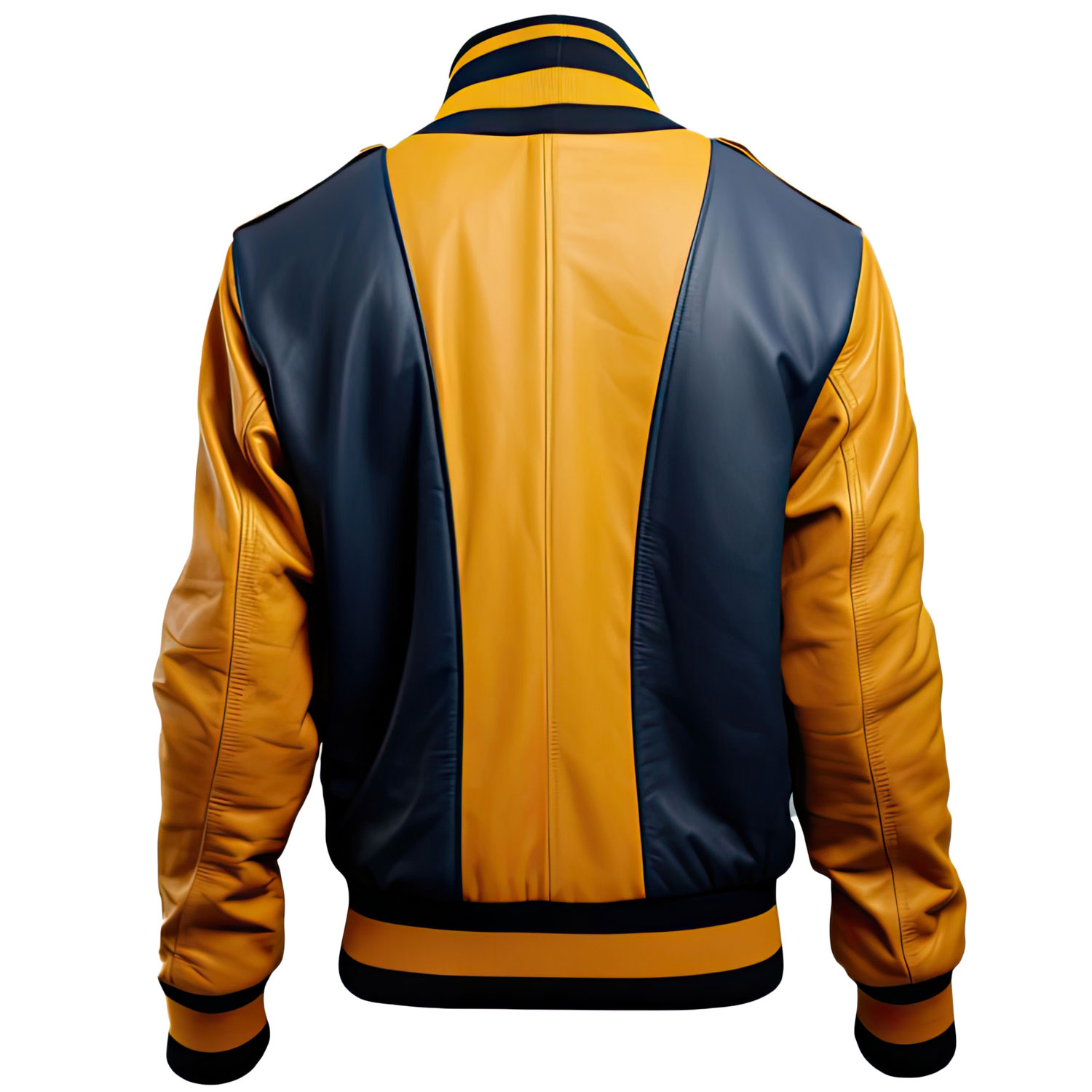 Money Mover Navy-Gold Leather Bomber - Image 2