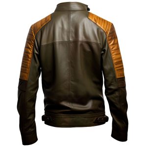 Alternative view of Prime Empire Olive-Brown Racer Leather Jacket