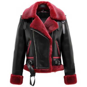 Women’s Nightfall Black & Crimson Sheepskin Aviator