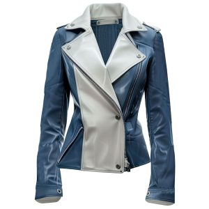 Sapphire Seduction Cross-Zip Leather Jacket